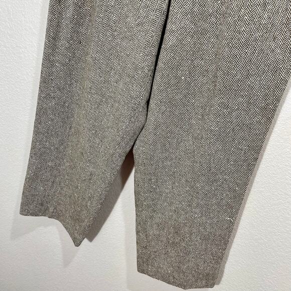 Vintage 90s Carlisle Wool Straight Leg Trouser Brown & Cream Harringbone Sz 18 - Picture 4 of 10